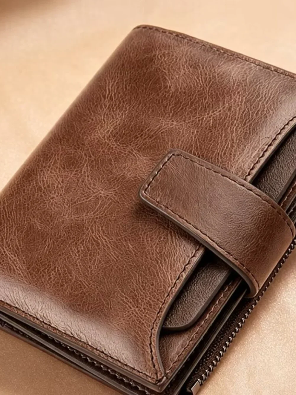 Men's Coffee Trifold Wallet with Detachable ID Window & Multi Card Slots NEW